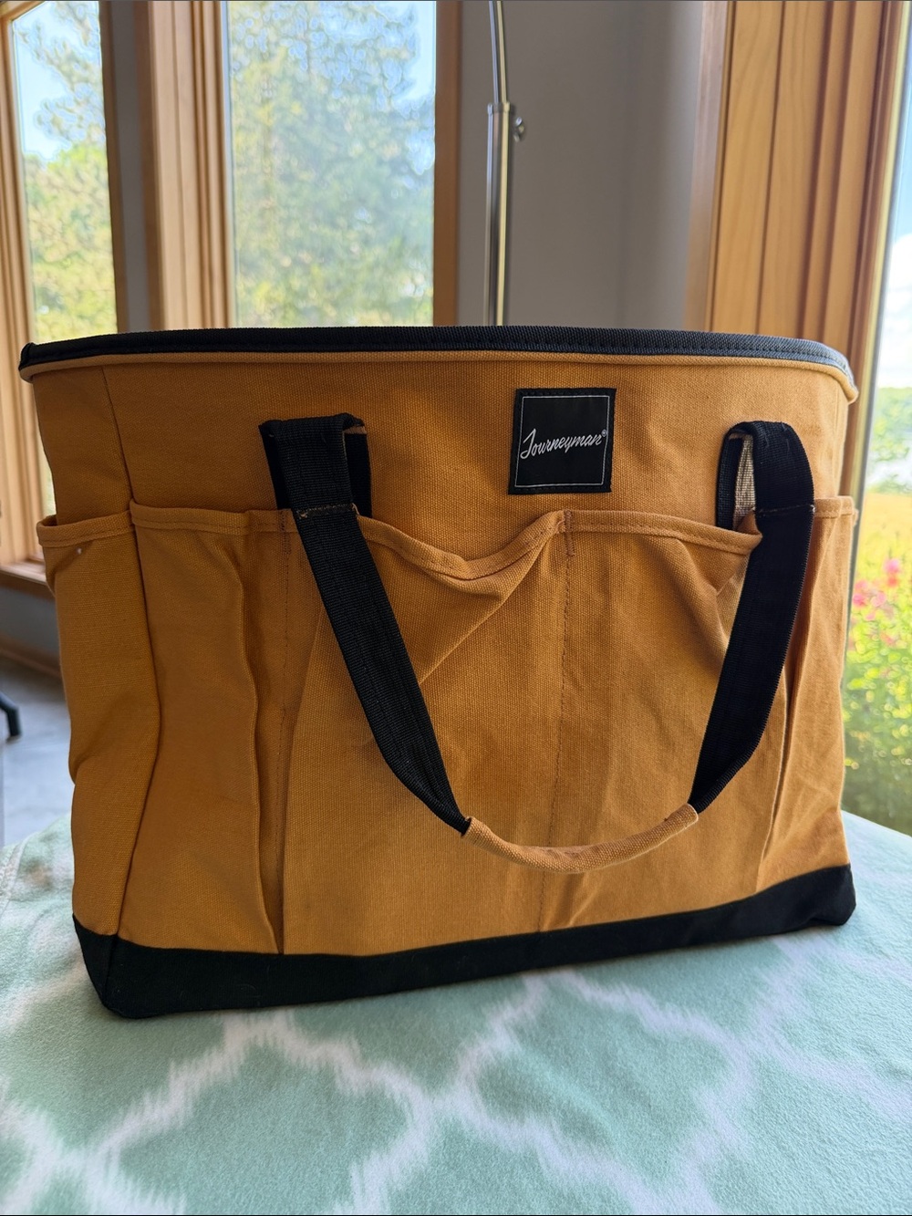 NEW large Journeyman Canvas Tote bag in Mustard yellow with Black Trim - copy